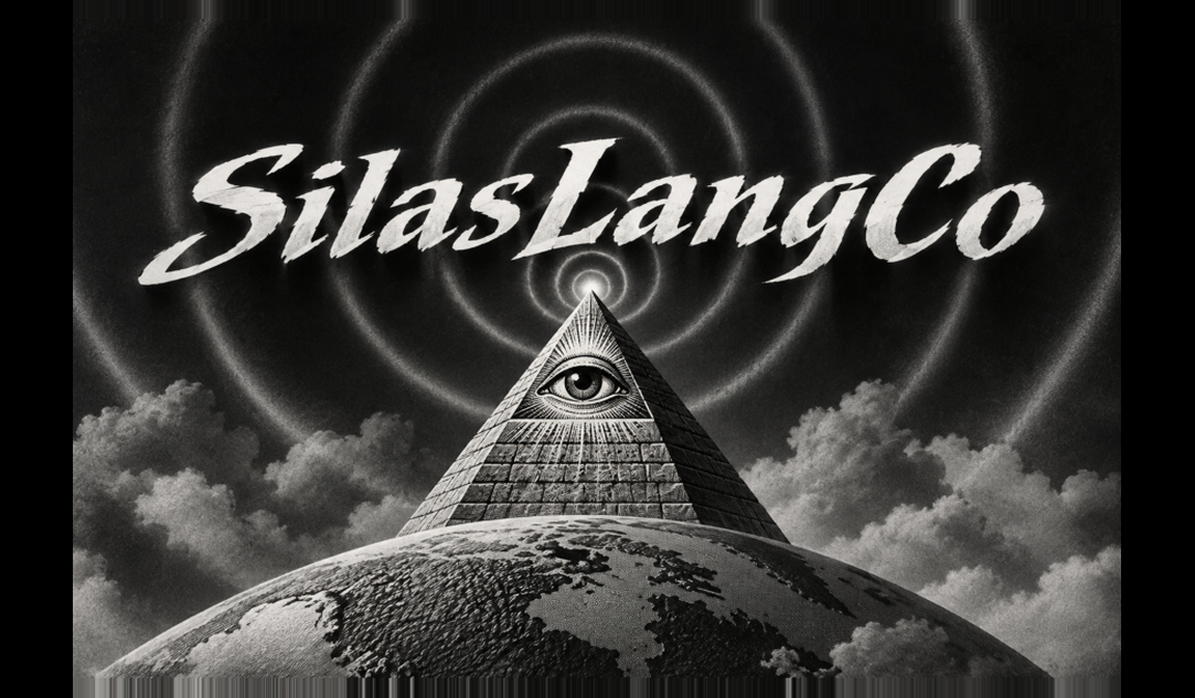 SilasLangCo wordmark above an engraved eye and pyramid, with concentric rings and a globe